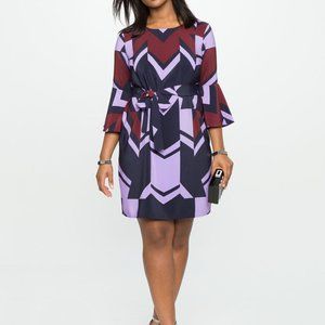 Eloquii Printed Flare Sleeve Dress